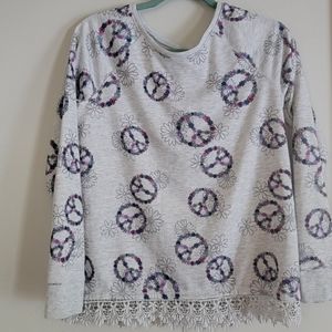 Justice Girls Sz 20 Floral Peace Sweater